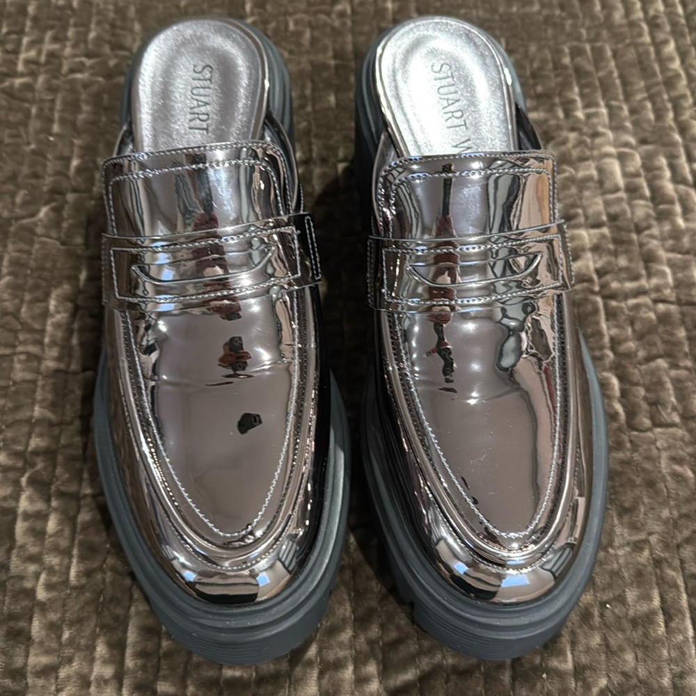Stuart Weitzman metallic mules